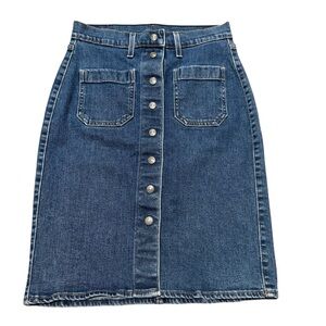 Levi's Denim Jean Skirt Women's Size 25 A-Line Button Up Front Knee Length